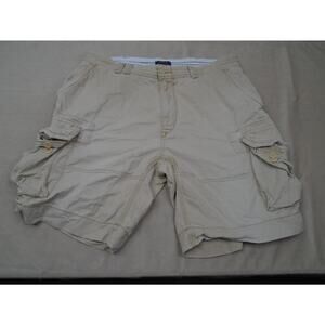 VTG Polo Ralph Lauren Cargo Shorts Men's Size 38 Beige Relaxed Fit Cotton Khaki